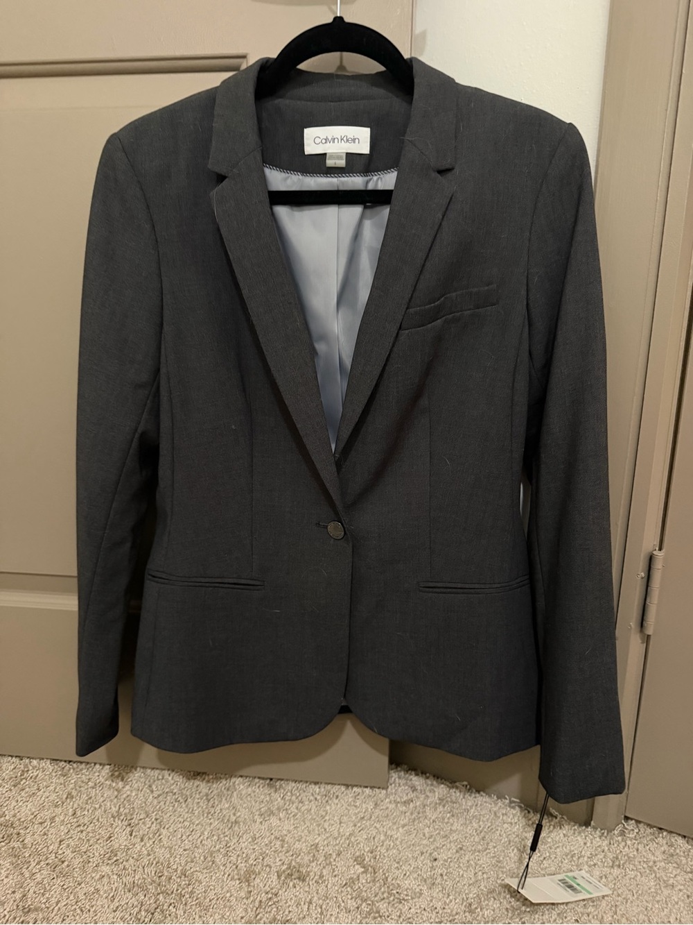 Calvin Klein Women's Dark Gray Single-Button Blazer